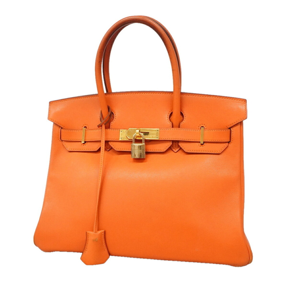 Hermes Birkin 30 Handbag, Veau Gulliver Leather, Orange, □B Stamp, Women's